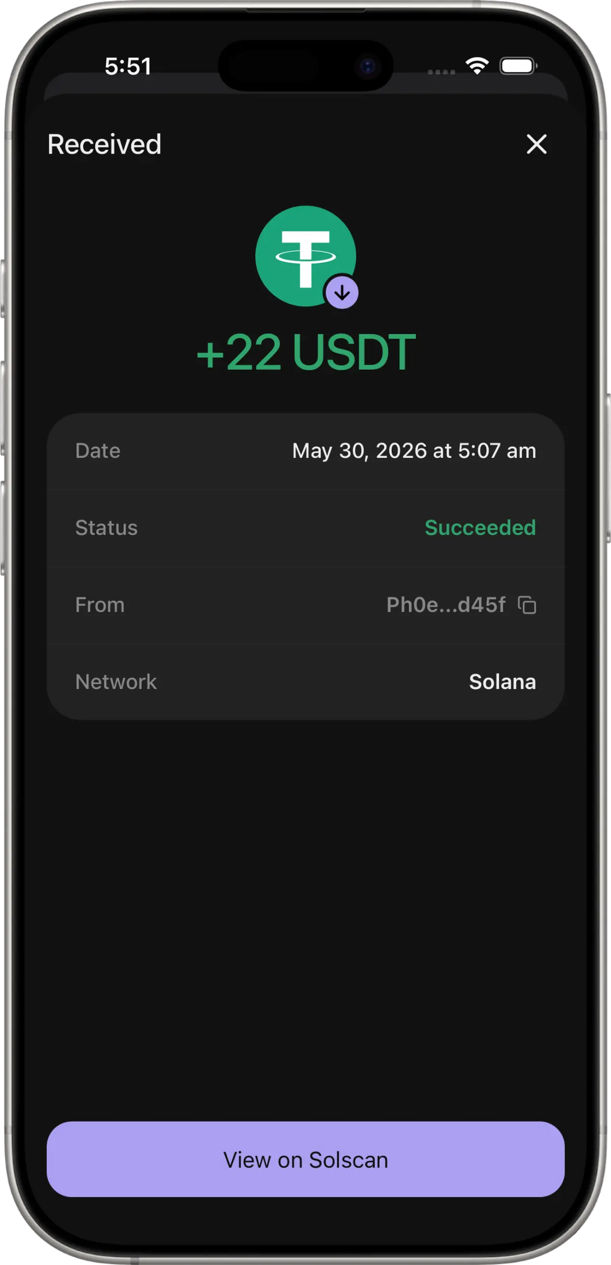 Token search and import in RPWallet's Manage Tokens screen with a custom token logo